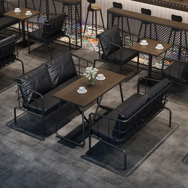 Bàn ghế Phong cách công nghiệp sắt nghệ thuật đôi ghế sofa nhỏ ghế trà sữa ca nhạc bar cà phê Nhà hàng phương tây Bàn ăn ghế