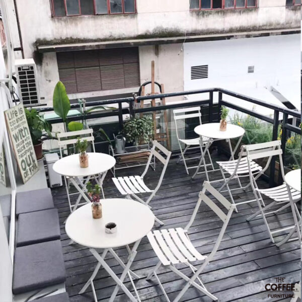 Bàn ghế Quán trà sữa Bàn ghế ngoài trời gấp quán cafe ngoài trời Bàn ghế sắt rèn gấp Bộ bàn ghế ban công