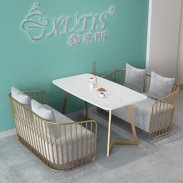 Bàn ghế Bắc Âu Cafe Đơn Giản Hiện Đại Nhà Hàng Phương Tây Ghế Sofa Lưới Đỏ Hugh Tráng Miệng Quán Trà Sữa Bộ bàn Ghế Đá Cẩm Thạch