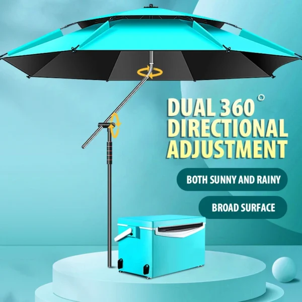 2.4M-2.6M Đế Thép Không Gỉ Ô Câu Cá Gấp Bãi Biển Tấm Che Nắng Làm Dày Đa Năng Sân Vườn Dù Chống Gió Ngoài Trời