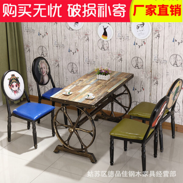 Bàn ghế Ghế Sừng Sắt Cafe Trà Sữa Quán Tráng Miệng Bàn Ghế Quầy Bar Đồ Ăn Vặt Cửa Hàng Đồ Ăn Nhanh Bánh Xe Bàn Ghế