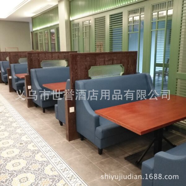Bàn ghế Cù Châu Kim Hoa Chủ Đề Nhà Hàng Thời Trang Nhà Hàng Sofa Khung Gỗ Chắc Chắn Ghế Nhà Hàng Lẩu Bàn Tròn Sofa Hình Bán Nguyệt