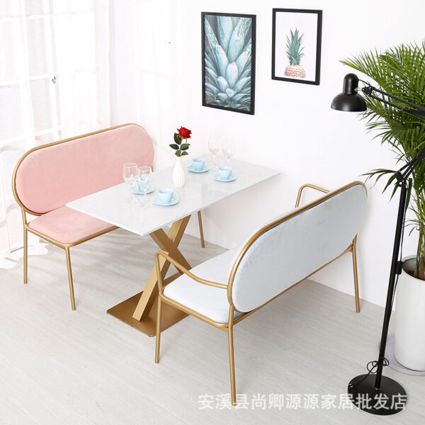 Bàn ghế Món tráng miệng giản dị cửa hàng trà sữa Bàn ghế Bắc Âu cafe ghế đôi ghế sofa hiện đại ghế dài ghế