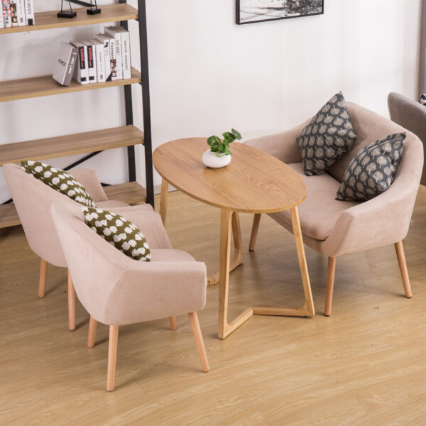 Bàn ghế Sofa vải gỗ chắc chắn Bàn ăn và ghế giải trí sân cafe tiệm bánh trà sữa ghế đơn giản sáng tạo