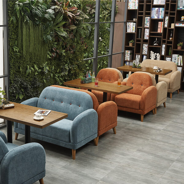 Bàn ghế Nhỏ tươi phong cách Nhật Bản giản dị vải đơn sofa đôi lưới nhà hàng màu đỏ uống món tráng miệng quán trà sữa Bàn ghế