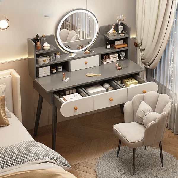 Bàn trang điểm Thẩm Mỹ Tối Giản Sang Trọng Bàn Trang Điểm Led cho nữ Thiết Kế Ngăn Kéo Trắng Bàn Trang Điểm Cao Cấp Penteadeira Nội Thất Gia Đình