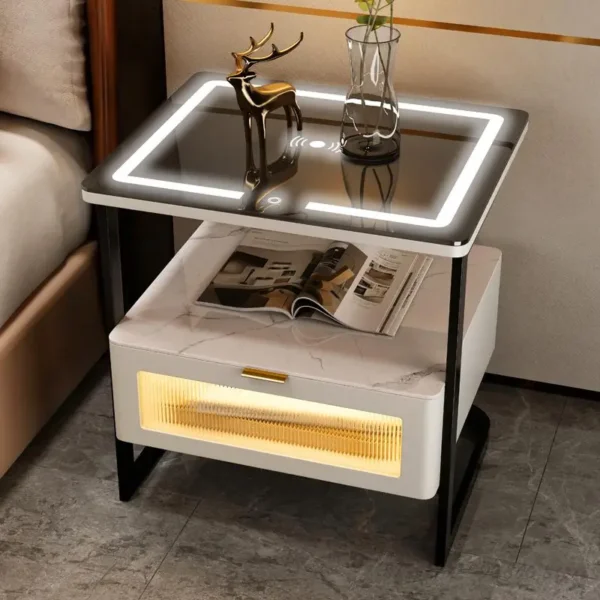 Tủ đầu giường Chống oxy hóa Đêm Bên Giường Di Động Thông Minh Nightstands Phòng Ngủ Trang Điểm Gabinete Game Thủ Nội Thất Gia Đình ZLXP