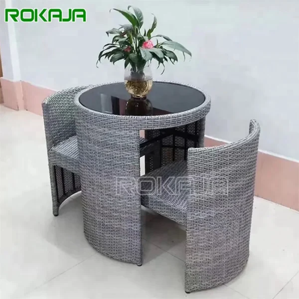 Ban Công Nhà Hàng Mây Giấu Ghế Bàn Ăn Ngoài Trời Bộ Len Bàn Vườn Ghế 3 Bộ Len
