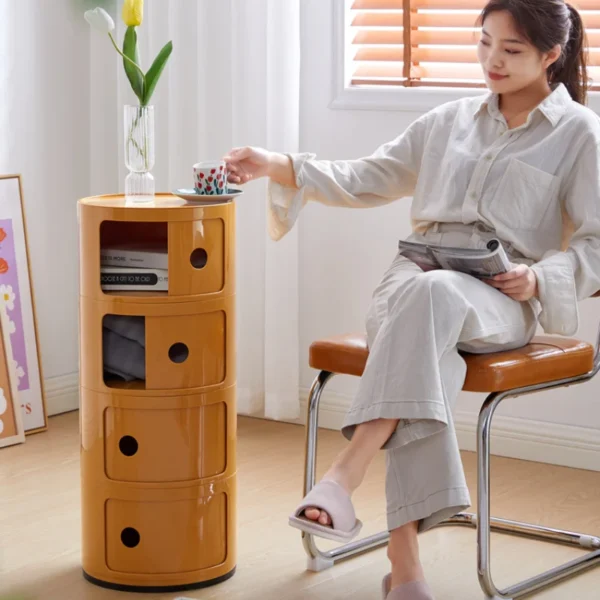 Tủ đầu giường Đơn Giản Hiện Đại Chất Liệu Nhựa Nội Thất Tay Cầm Rỗng Bàn Trang Điểm Có Rãnh Tủ Gần Giường
