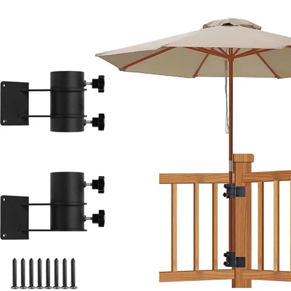 Giá đỡ ô phủ màu đen Đế ô gắn kim loại Giá đỡ góc gắn trên ô cho lan can sàn hiên Giá đỡ cơ sở ngoài trời
