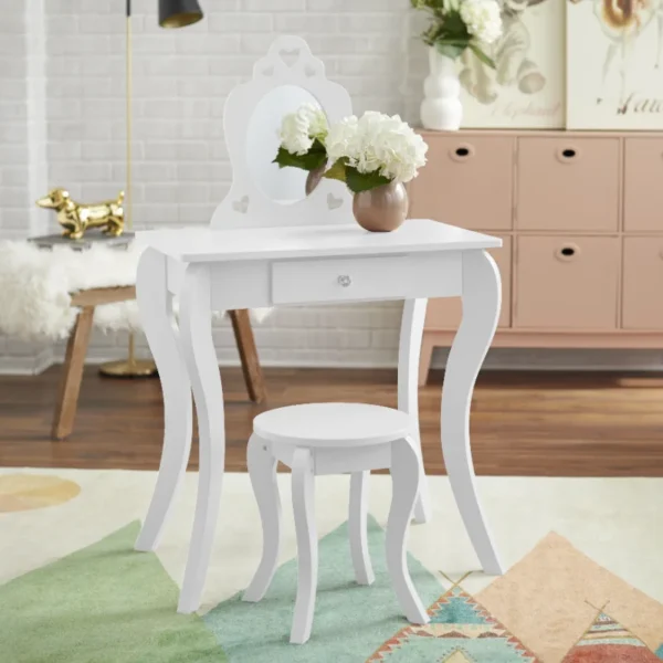 Bộ bàn trang điểm Carita Kids, Bàn trang điểm nội thất phòng ngủ màu trắng