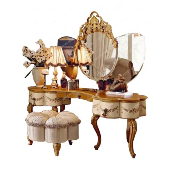 Bàn trang điểm Tủ trang điểm bằng gỗ nguyên khối tùy chỉnh Bàn trang điểm sơn Mỹ đèn LED Gương trang điểm Bàn tủ đựng đồ
