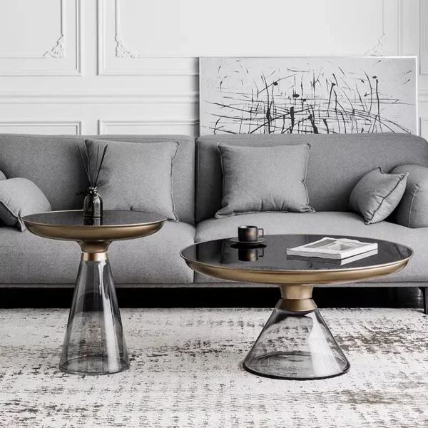 Bàn trà Nhà Thiết Kế Sang Trọng Bàn Tối Giản Tròn Furniturenordic Bàn Cà Phê Màu Đen Hiện Đại Mesa Phụ Trợ Phòng Khách Bộ Đồ Nội Thất