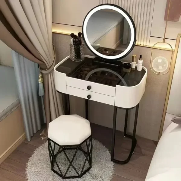 Bàn trang điểm Phòng ngủ nhỏ Phòng ngủ chính Bàn trang điểm Mặt bàn kính Bàn trang điểm Hiện đại và tối giản