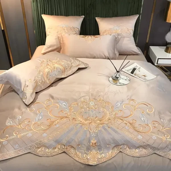 Giường ngủ Phong cách Châu Âu sang trọng 4 bộ nguyên chất cotton Giường cotton lụa thêu vỏ chăn khỏa thân ngủ Nam Thông chăn ga gối đệm