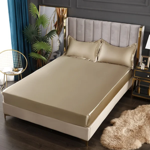 Giường ngủ Thời Trang Satin Co Giãn Trang Bị Tấm Dây Co Giãn Cho Nệm King Size 200*220 Vỏ Gối Chăn Ga Gối