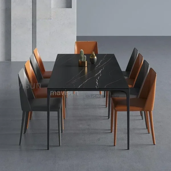 Bàn ăn GY13 Slate 2.0m cho bữa tối 6-10 người Nhà hàng Tấm đá hình chữ nhật Bộ bàn ghế sân vườn Mesas hiện đại tùy chỉnh