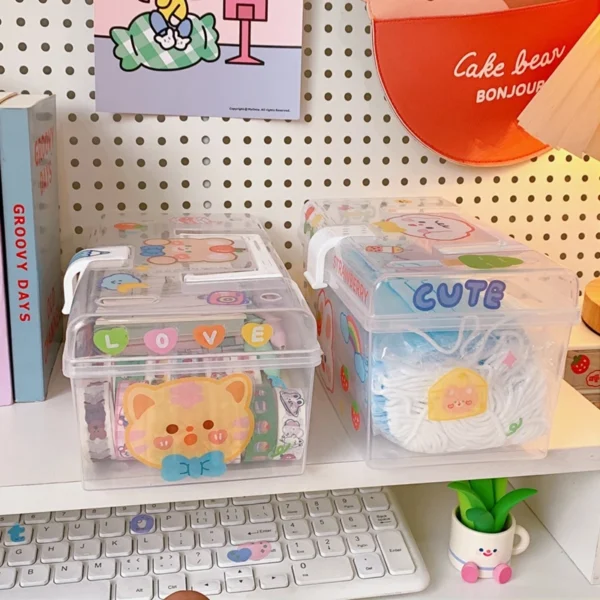 Tủ đồ Mở Lớn Đồ Lặt Vặt Hộp Bảo Quản Thùng Tay Cầm Máy Tính Để Bàn Flip Cover Hộp Đựng Mỹ Phẩm Đựng Boîtes