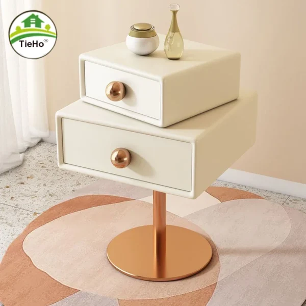 Tủ đầu giường Phòng Khách Gỗ Chắc Chắn Bàn Đầu Giường Hiện Đại Xoay 360° Vuông Phòng Ngủ Đầu Giường Có Ngăn Kéo Nội Thất Gia Đình Vàng