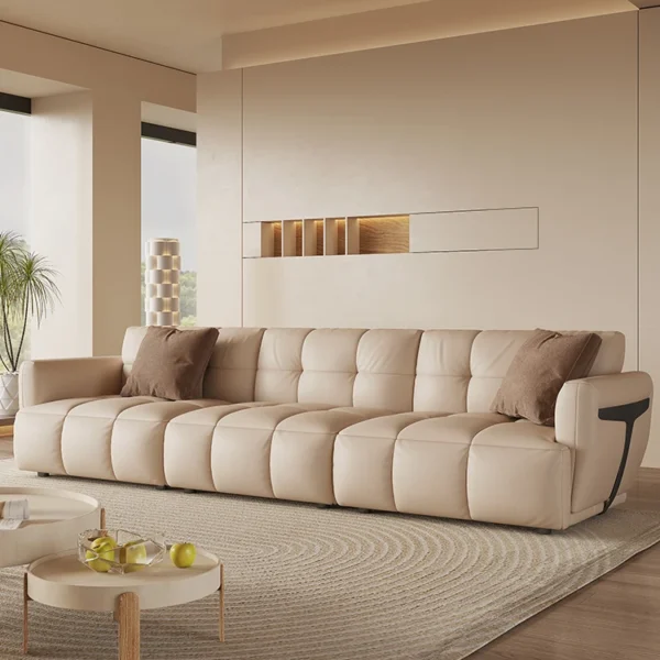 Sofa Phòng Khách Hàng Thẳng Bắc Âu Hiện Đại Đơn Giản Và Nhẹ Nhàng Sang Trọng Kem Im Lặng Đậu Phụ Khối Sofa