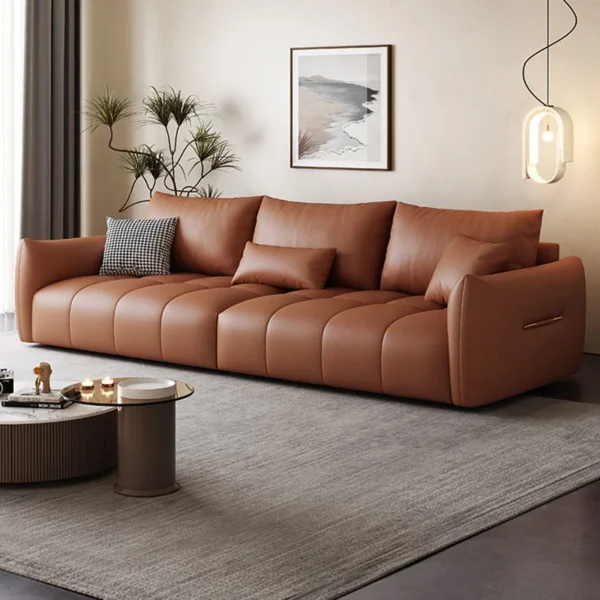 Sofa Sang Trọng Da Phong Cách kiểu Italy Phòng Khách Hiện Đại Lông Tơ Gối Đệm Vintage Grande Ghế Sofa Công Nghiệp Meuble Nội Thất Gia Đình