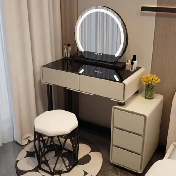 Bàn trang điểm Gương Cưới Hiện Đại Tủ Áo Bàn Salon Trang Điểm Bàn Trang Điểm Di Động Đen Ghế Coiffeuse De Chambre Nội Thất Phòng