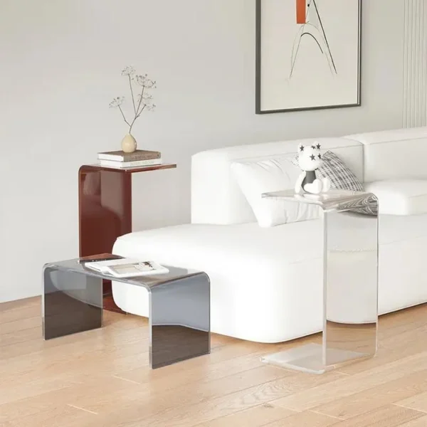 Bàn trà Thiết Kế Hiện Đại Bàn Acrylic Salon Nhỏ Trong Suốt Thấp Bàn Đầu Giường Sofa Tầng Phòng Ngủ Entryway Muebles Trang Trí Phòng