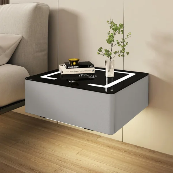 Tủ đầu giường treo hiện đại Đa chức năng Thẩm mỹ Bàn cạnh giường ngủ thông minh đơn giản có bộ sạc không dây Nội thất gia đình Nachttisch