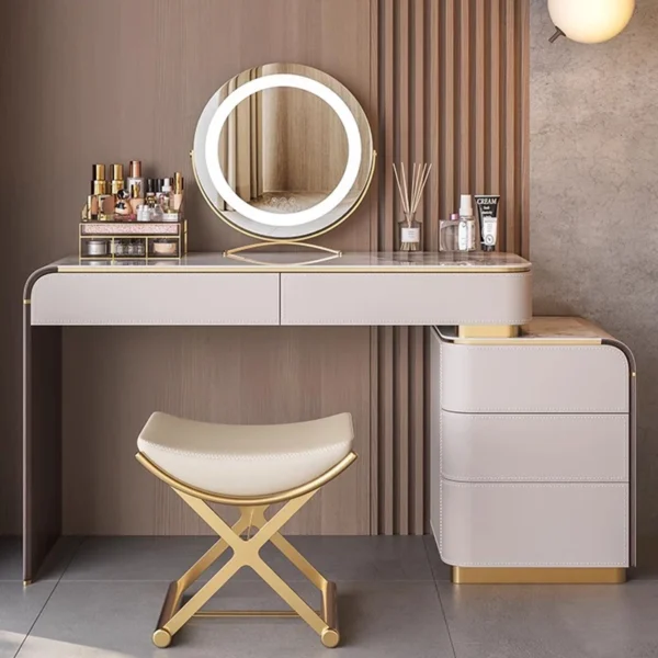 Bàn trang điểm Trang Điểm Hiện Đại Bàn Trang Điểm Ghế Cao Cấp Ngăn Kéo Đèn Tủ Bảo Quản Tối Giản Người Tổ Chức Tocador Mueble Nội Thất LJ50DT
