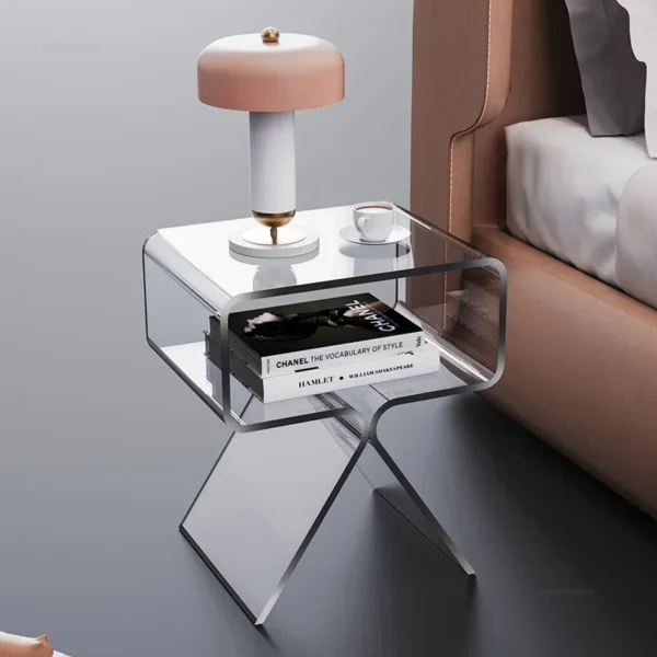 Bàn Đêm Trong Suốt Hiện Đại Cho Phòng Trẻ Em Đầu Giường Mini Acrylic Thiết Kế Sáng Tạo Đơn Giản Bàn Đầu Giường Cho Phòng Khách