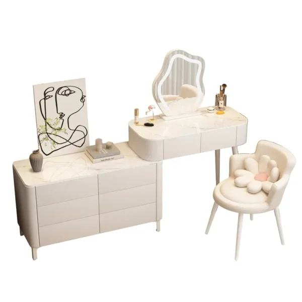 Bàn trang điểm Châu Âu Hiện Đại Bàn Trang Điểm Gương Ghế Salon Đèn Led Bàn Trang Điểm Nhà Đơn Giản Tủ Ngăn Kéo Nội Thất