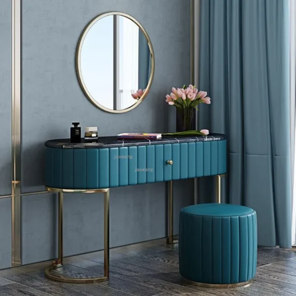 Bàn trang điểm MỚI Châu Âu Nội Thất Phòng Ngủ Bàn Đá Cẩm Thạch Tủ Quần Áo Nhà Hiện Đại Phong Cách Thời Trang Bé Gái Phòng Ngủ Bàn Trang Điểm Có Ngăn Kéo/Gương TG