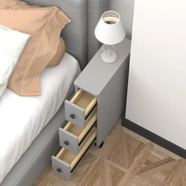 Bàn đầu giường hẹp Hiện đại Phòng ngủ đơn giản Khe di động Tủ hẹp Mini Đầu giường nhỏ Tủ nhỏ đơn giản