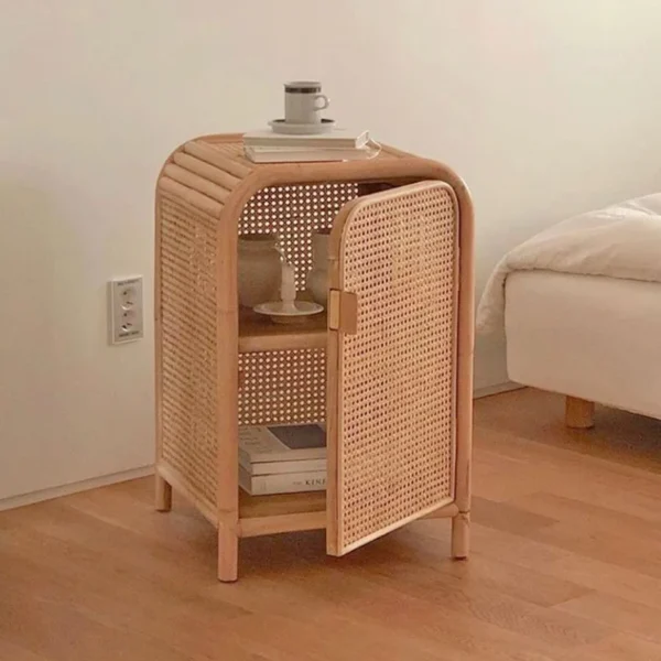 Tủ đầu giường Mây Tự Nhiên Dệt Tủ , Tay Dệt Sofa Nhỏ Bên Tủ, Nhật Bản Phòng Khách Tủ Phòng Ngủ Bàn Đầu Giường