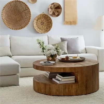 Bàn trà thông minh bằng đá cẩm thạch giá rẻ hiện đại mới với kim loại Phòng khách quả óc chó Nam Mỹ Bàn cà phê tròn bằng gỗ