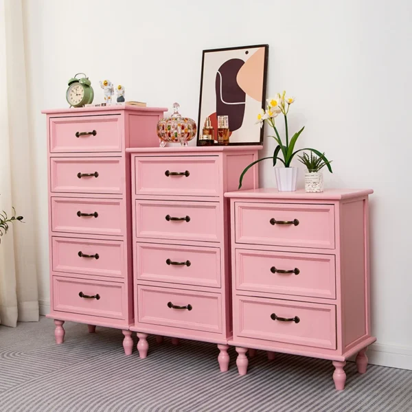 Tủ đầu giường phong cách Châu Âu Bàn Đầu Giường Đa Lớp Ngăn Kéo Tủ Retro Gỗ Chắc Chắn Tủ Ngăn Kéo Ổn Định Chịu Lực Nội Thất Gia Đình