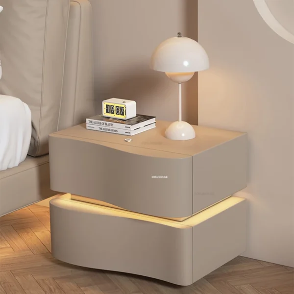 Tủ đầu giường Phong cách kem phong cách Châu Âu Đầu giường nhẹ nhàng Bàn cạnh giường ngủ bằng gỗ sang trọng Nội thất phòng ngủ hiện đại Ngôi nhà đơn giản với Tủ