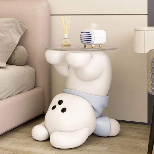Tủ đầu giường phong cách Châu Âu Trang Trí Nhà Sáng Tạo Chó Bàn Trắng Dễ Thương Hẹp Bàn Đầu Giường Thiết Kế Mộc Mạc Kawaii Thấp Nachttisch Nội Thất Gia Đình