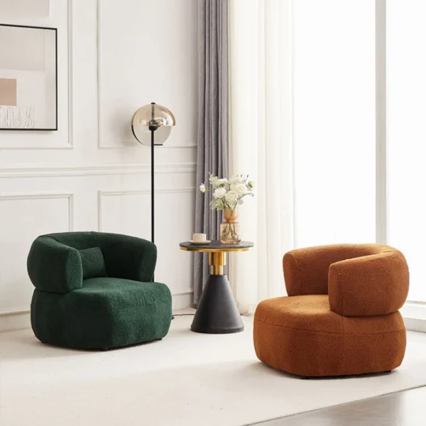 Sofa Bắc Âu Hiện Đại Đơn Giản Phòng Khách Phòng Chờ Sofa Hình Chữ U Ban Công Phòng Ngủ Nhỏ Trắng Cổ Thịt Cừu Nhung Đơn Sofa Ghế LQQ30YH
