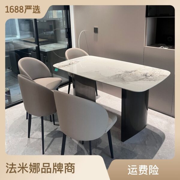 Bàn ăn Farmina nhà Chanel đẹp bàn ăn sang trọng sáng tấm đá bàn ăn inox D ghế ăn bàn ăn chữ nhật