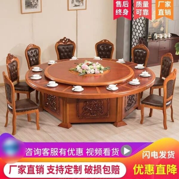 Bàn tròn nhà nông thôn bàn ăn khách sạn bàn tròn lớn 10 người 20 người bàn tròn khách sạn bàn xoay tự động bàn ăn điện