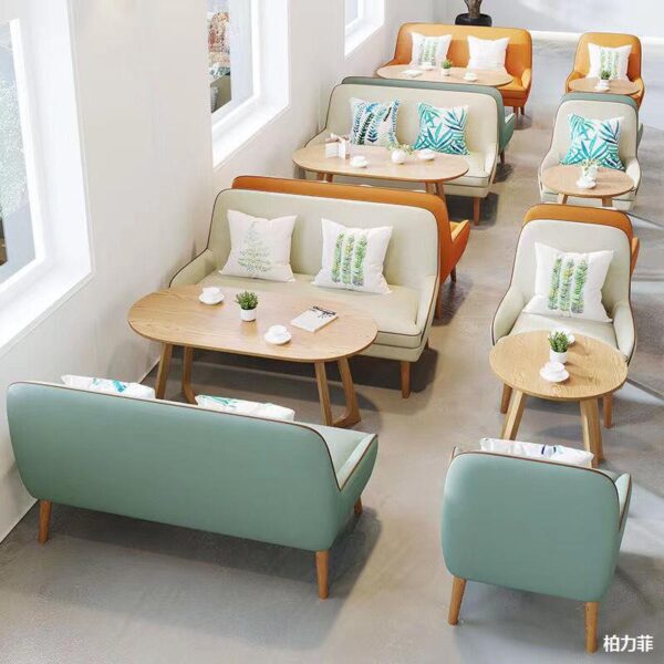 Bàn ghế Quán trà sữa, quán tráng miệng, khu nghỉ ngơi, ghế sofa, đơn giản và tươi mới, quầy sách, quán cà phê làm bánh, lễ tân giải trí, Bàn ghế đàm phán
