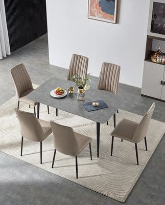 Bàn ăn đá phiến kiểu Ý cho hộ gia đình căn hộ nhỏ hiện đại tối giản nhẹ nhàng sang trọng