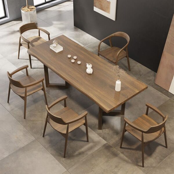 Bàn trà Zhaijifeng nhà ban công retro gỗ rắn Bàn trà và ghế công ty phòng khách tiếp nhận mặt tự nhiên bảng lớn Bàn trà