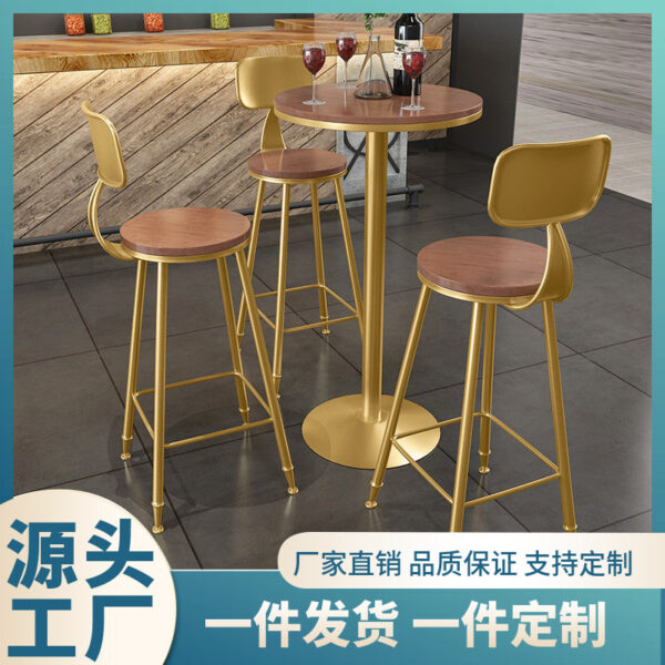 Bàn ghế Bắc Âu sang trọng cao cấp Bàn ghế thanh sắt rèn quầy bar ghế quán cà phê quán trà sữa Bàn tròn đá cẩm thạch
