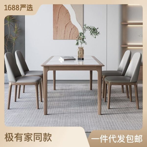 Bàn Ăn phong cách sang trọng đá phiến bàn ăn đơn giản hiện đại gỗ tần bì nhúng bàn ăn gia đình bàn ăn chữ nhật và ghế