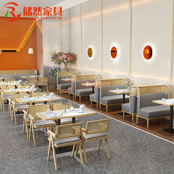 Bàn ghế Nhà hàng trà Bàn ghế thương mại Đông Nam Á gỗ rắn nhà hàng lẩu thịt nướng Cửa hàng đồ ăn Nhật ghế sofa