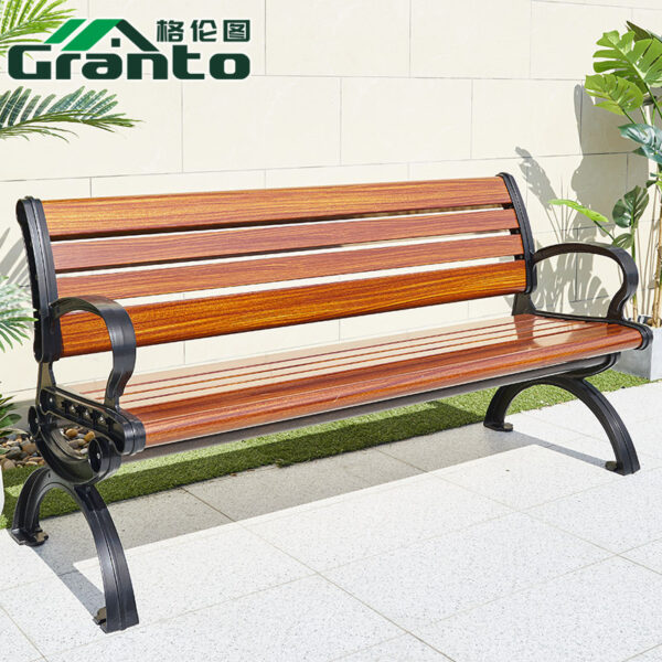 Ghế băng dự bị giải trí ngoài trời nhôm đúc sợi carbon Ghế công viên sắt rèn nhựa dải gỗ Ghế cộng đồng đường phố sân ngoài trời Ghế