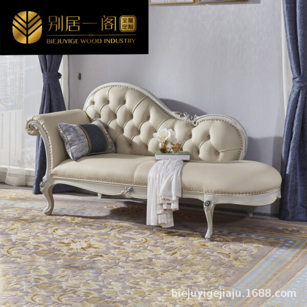 Ghế quý phi Pháp sáng sang trọng da ghế longue vẻ đẹp ghế phòng ngủ phong cách châu Âu đơn giản bằng gỗ nguyên khối ghế sofa đơn sản phẩm mới