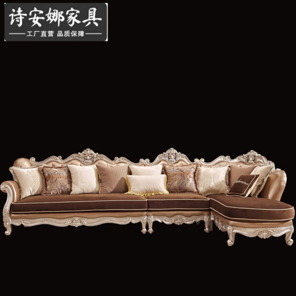 Ghế Da Châu Âu Sofa Góc Mỹ Sofa Vải Kết Hợp Phòng Khách Sofa Châu Âu Đơn Giản Nội Thất Chạm Khắc Sang Trọng